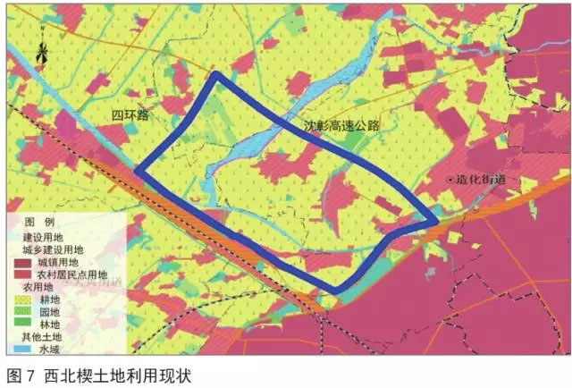 在初步方案中考虑到四环内浑河沿线绿地(50km2),三环沿线绿地(28km2)